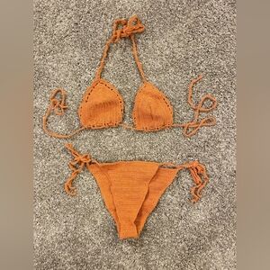 Orange Crochet Bikini Set